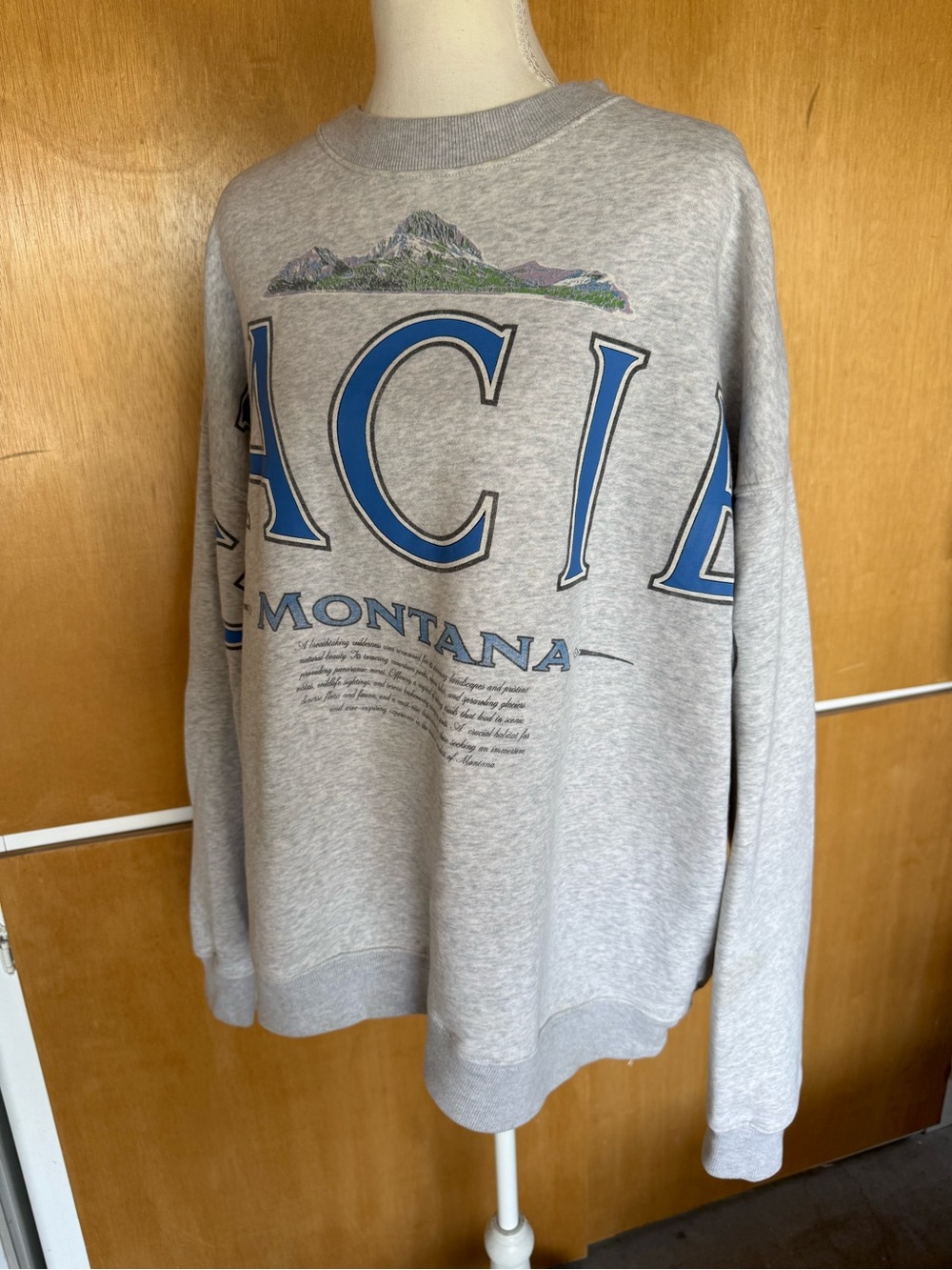 Abercrombie & Fitch Light Gray Crewneck with Blue Graphic